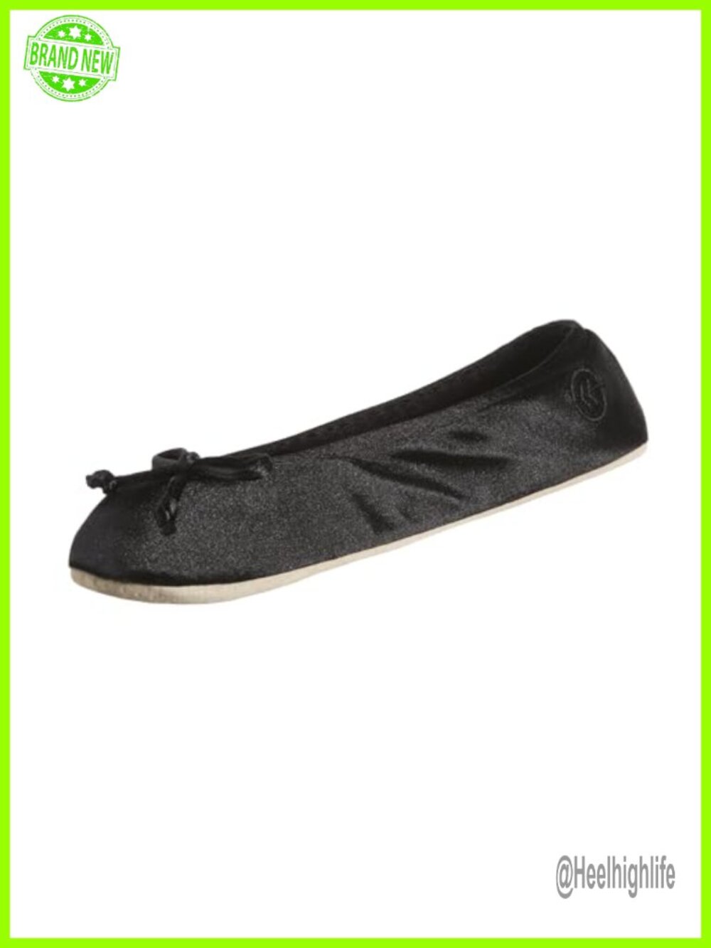 Satin Ballerina Slippers with Bow, Suede Sole, Machine Washable